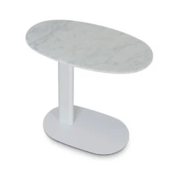60cm Marble Side Table - White Base