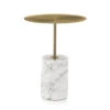 45 Cm Brushed Gold Side Table - Carrara Marble