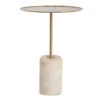 45cm Brushed Gold Side Table - Travertine