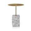45 Cm Brushed Gold Side Table - Faceted Granite Marble