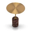45 Cm Brushed Gold Side Table - Rosso Levanto Marble