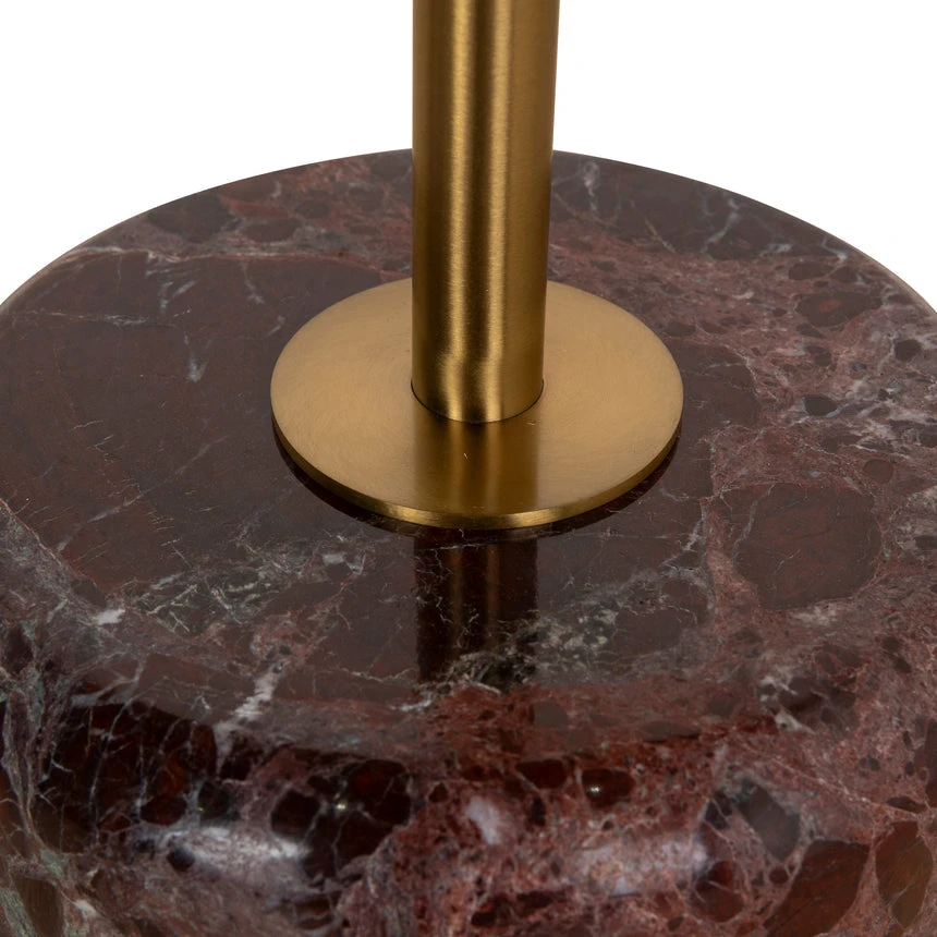 45 Cm Brushed Gold Side Table - Rosso Levanto Marble - Image 3