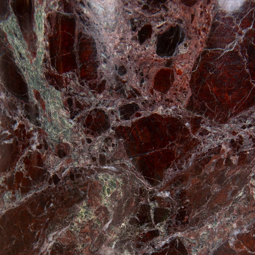 45 Cm Brushed Gold Side Table - Rosso Levanto Marble - Image 4