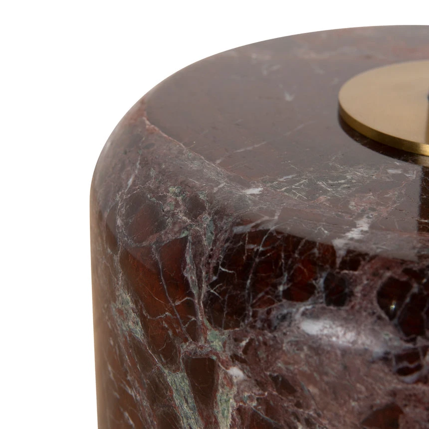 45 Cm Brushed Gold Side Table - Rosso Levanto Marble - Image 5
