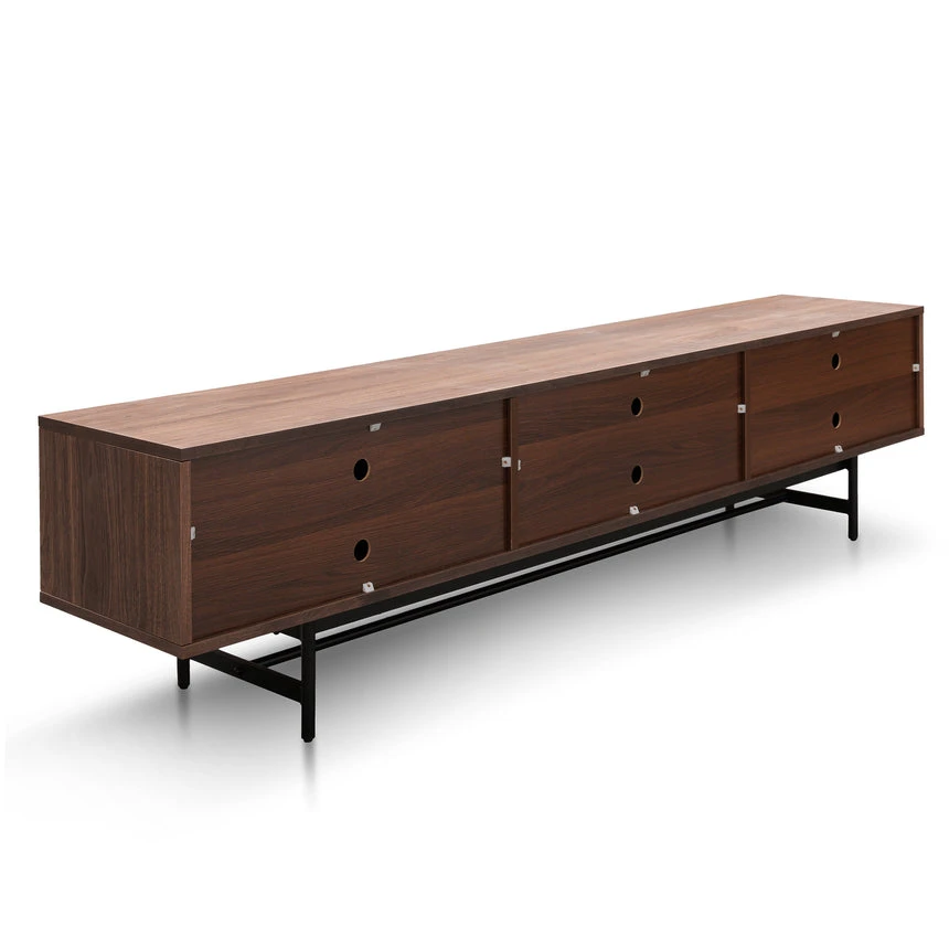 2.1m Walnut Wooden TV Entertainment Unit - Black Legs - Image 10