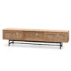 2m Natural Oak TV Entertainment Unit - Rattan Doors
