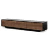 2.3m Wooden Entertainment Unit - Black With Walnut Drawers