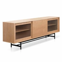 2.1m Wooden Entertainment TV Unit - Natural With Flute Glass Door -Calibre Furniture Sales Store TV6634 KD 2.1m Wooden Entertainment TV Unit Natural with Flute Glass Door 4 860x 804423f6 38c1 4930 860d 1bf78b856b62