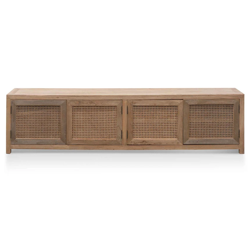 TV Entertainment Unit - Natural With Rattan Doors - Image 2