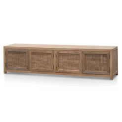 TV Entertainment Unit - Natural With Rattan Doors