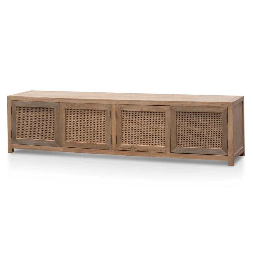 TV Entertainment Unit - Natural With Rattan Doors
