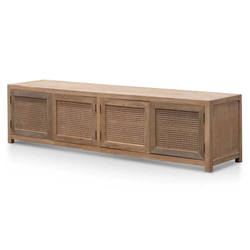 TV Entertainment Unit - Natural With Rattan Doors - Image 3