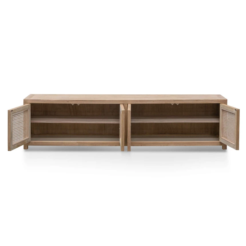 TV Entertainment Unit - Natural With Rattan Doors - Image 6