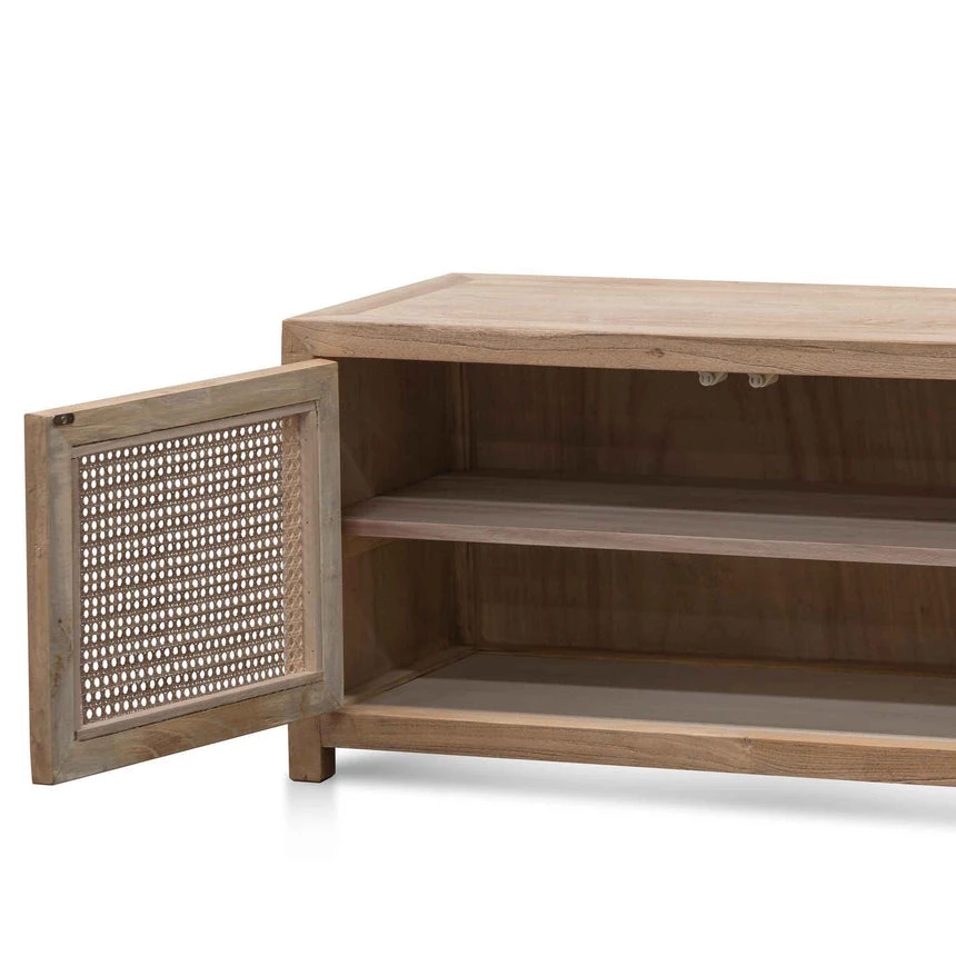 TV Entertainment Unit - Natural With Rattan Doors - Image 5