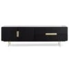 Matte Black TV Entertainment Unit - Brass Legs And Handle