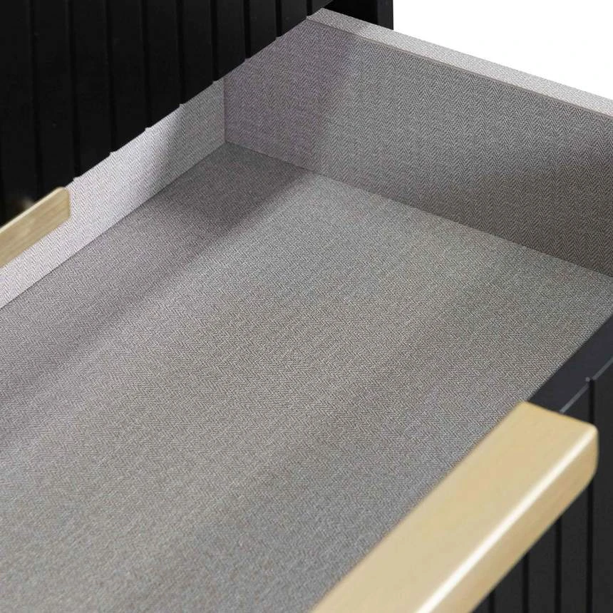 Matte Black TV Entertainment Unit - Brass Legs And Handle - Image 5