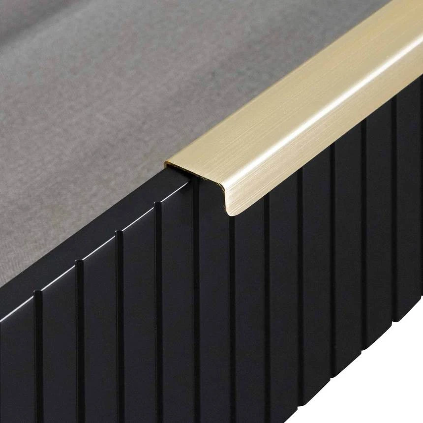 Matte Black TV Entertainment Unit - Brass Legs And Handle - Image 6