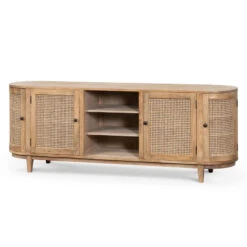 2.1m Sideboard Unit - Natural With Rattan Doors