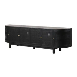 2.2cm Rattan Doors TV Entertainment Unit - Full Black