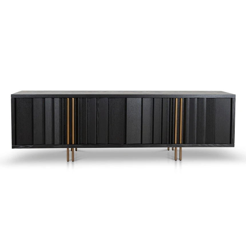 2m TV Entertainment Unit - Textured Espresso Black 2 2m TV Entertainment Unit - Textured Espresso Black - Image 2