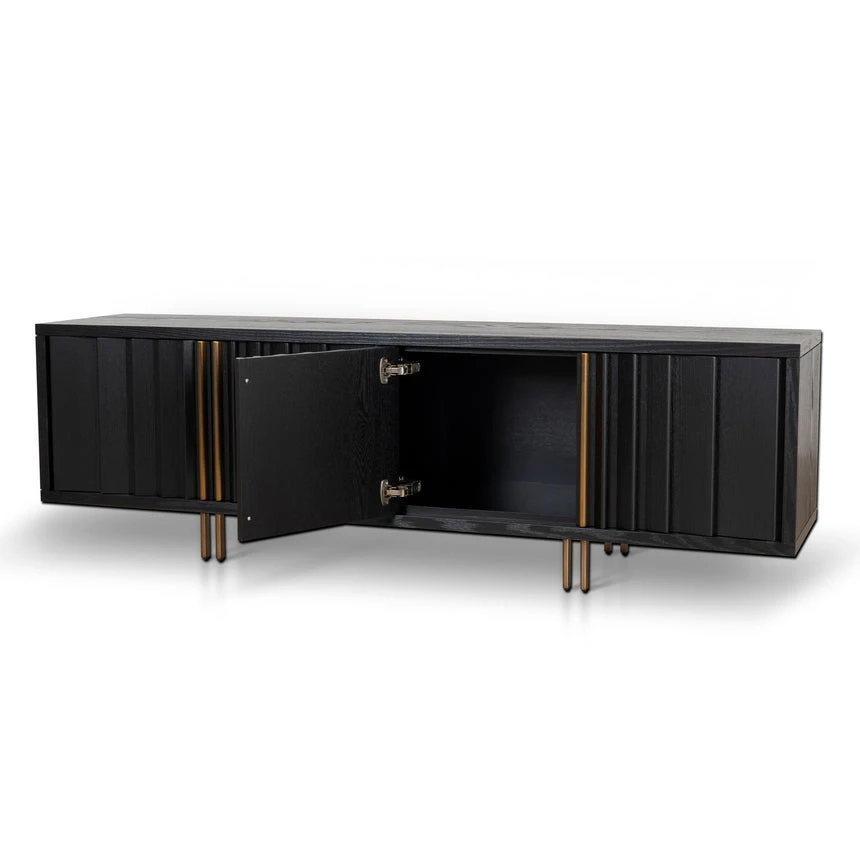 2m TV Entertainment Unit - Textured Espresso Black 5 2m TV Entertainment Unit - Textured Espresso Black - Image 5