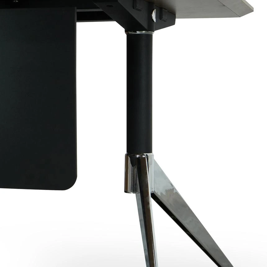 1.95m Executive Desk Right Return - Black Frame With Natural Top And Drawers - Image 6