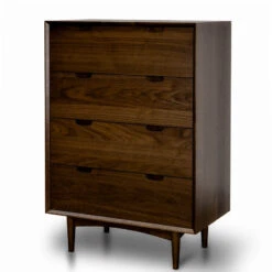 4 Drawer Chest Scandinavian Design - Walnut