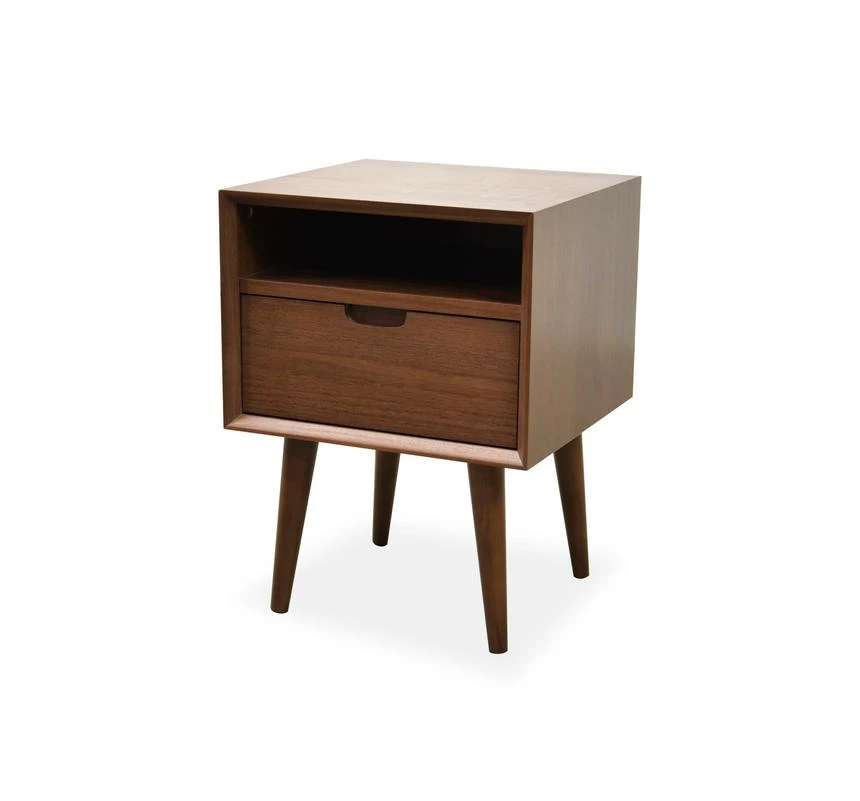 SQ Wooden Bedside Table - Walnut