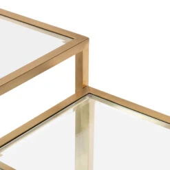 Set Of 4 - 100cm Glass Coffee Table - Brushed Gold Base -Calibre Furniture Sales Store cf2585 bs 5 860x d3aa8d3f 8f27 4c18 83c9 b498ec332bc5
