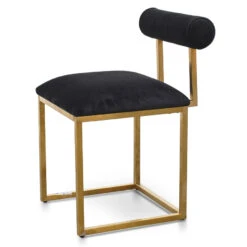 Occasional Chair In Black Velvet - Brushed Gold Base