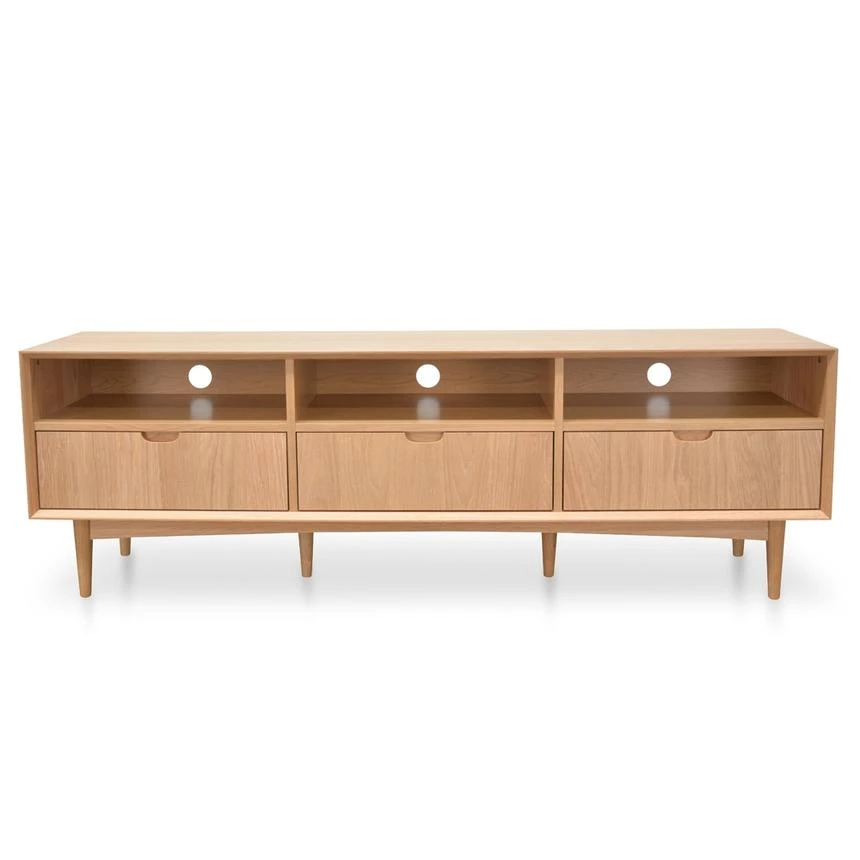 Scandinavian 180cm TV Entertainment Unit With 3 Drawers - Natural - Image 2