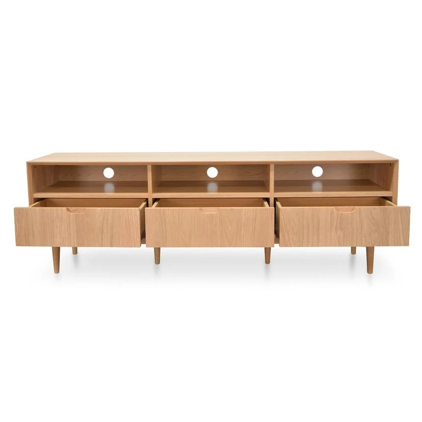 Scandinavian 180cm TV Entertainment Unit With 3 Drawers - Natural - Image 3