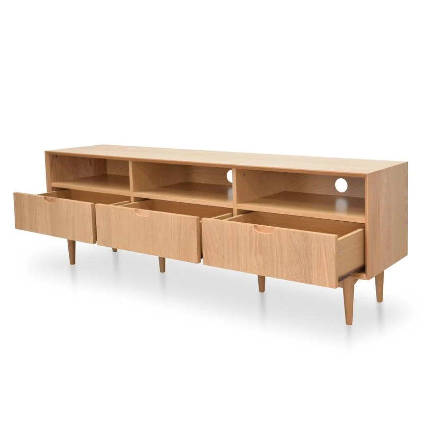 Scandinavian 180cm TV Entertainment Unit With 3 Drawers - Natural - Image 4
