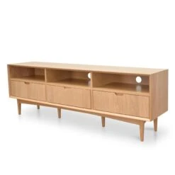 Scandinavian 180cm TV Entertainment Unit With 3 Drawers - Natural