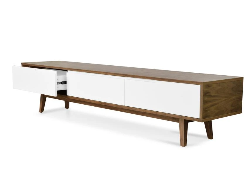 2.1m Scandinavian Lowline TV Entertainment Unit - Walnut - Image 4