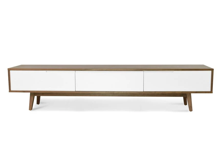 2.1m Scandinavian Lowline TV Entertainment Unit - Walnut - Image 2