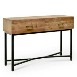 1.2m Reclaimed Pine Console Table - Black Base -Calibre Furniture Sales Store dt2327 ni 3 860x aa16453b 8469 4603 94cc 494f2914c225