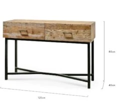 1.2m Reclaimed Pine Console Table - Black Base -Calibre Furniture Sales Store dt2327 ni dimension 860x b56a72a7 b046 4342 98ee f411e9b38836