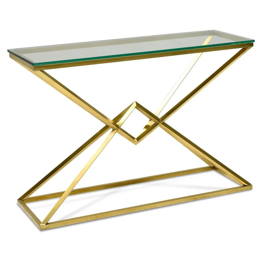 1.2m Glass Console Table - Gold Base 3 1.2m Glass Console Table - Gold Base - Image 3