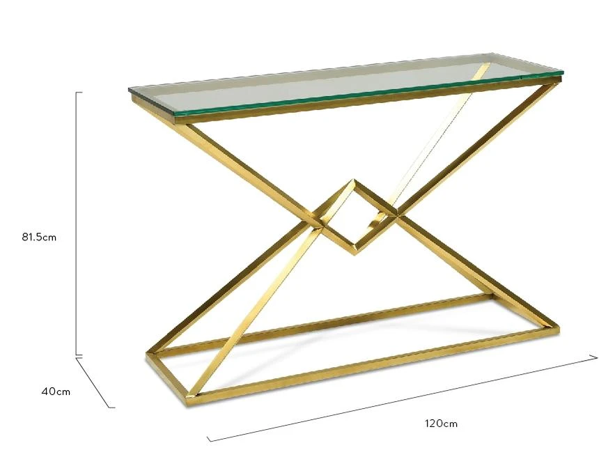 1.2m Glass Console Table - Gold Base 8 1.2m Glass Console Table - Gold Base - Image 8