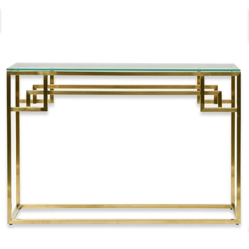 1.15m Console Glass Table - Brushed Gold Base 4 1.15m Console Glass Table - Brushed Gold Base - Image 4