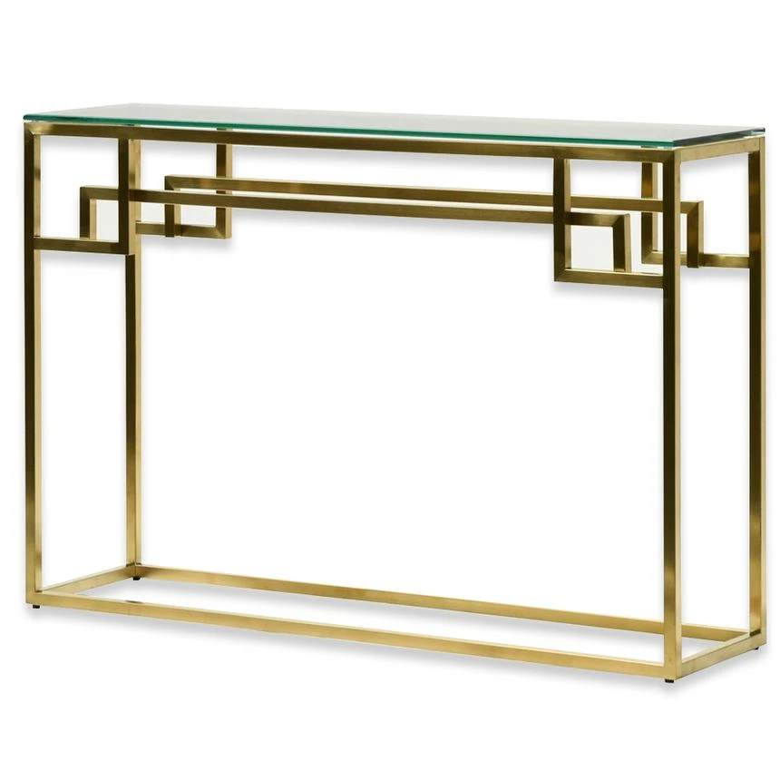 1.15m Console Glass Table - Brushed Gold Base 1 1.15m Console Glass Table - Brushed Gold Base