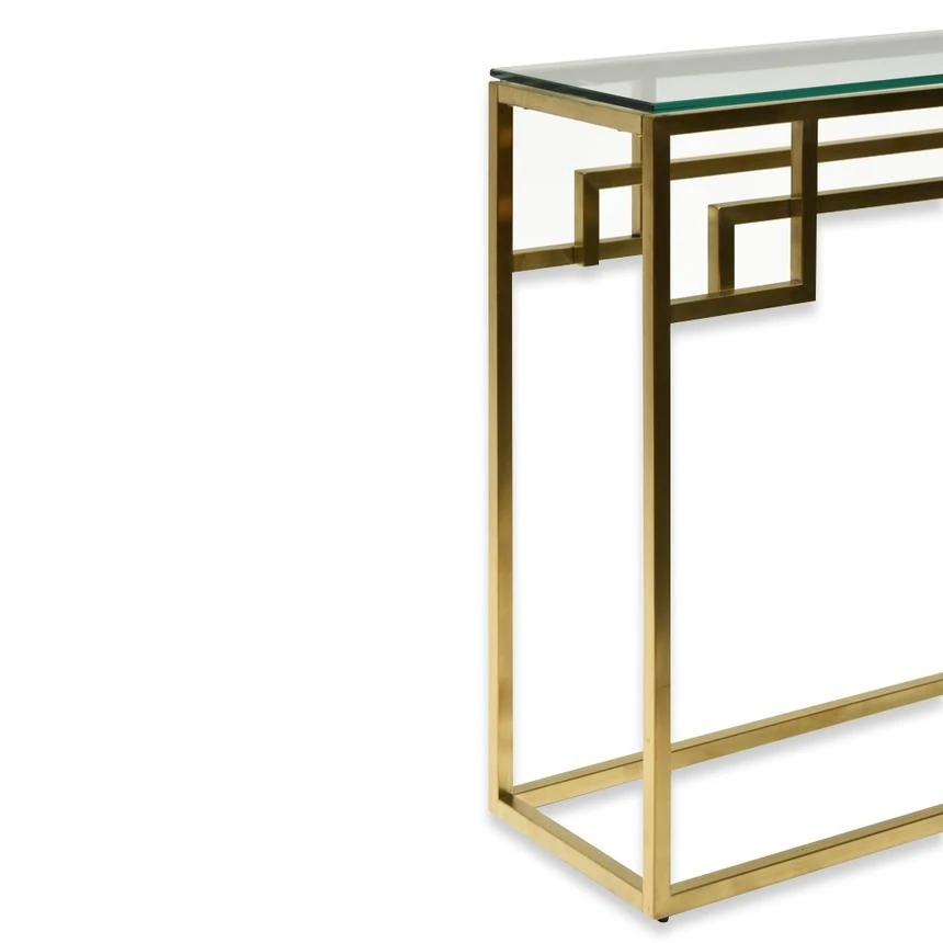 1.15m Console Glass Table - Brushed Gold Base 2 1.15m Console Glass Table - Brushed Gold Base - Image 2