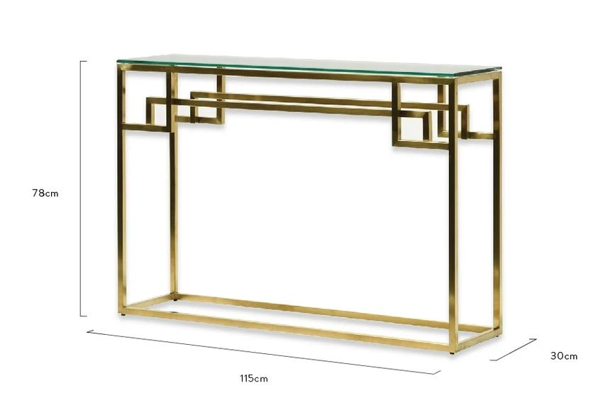1.15m Console Glass Table - Brushed Gold Base 6 1.15m Console Glass Table - Brushed Gold Base - Image 6