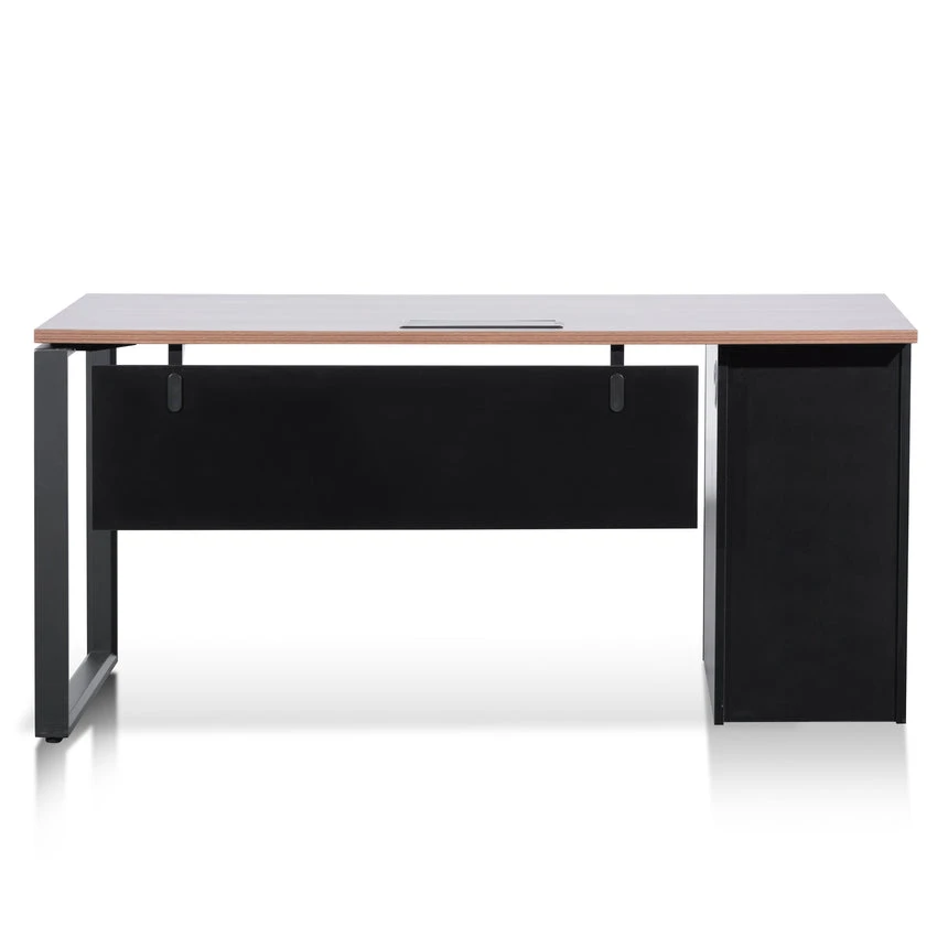 1.6m Single Seater Walnut Office Desk - Black Legs 3 1.6m Single Seater Walnut Office Desk - Black Legs - Image 3