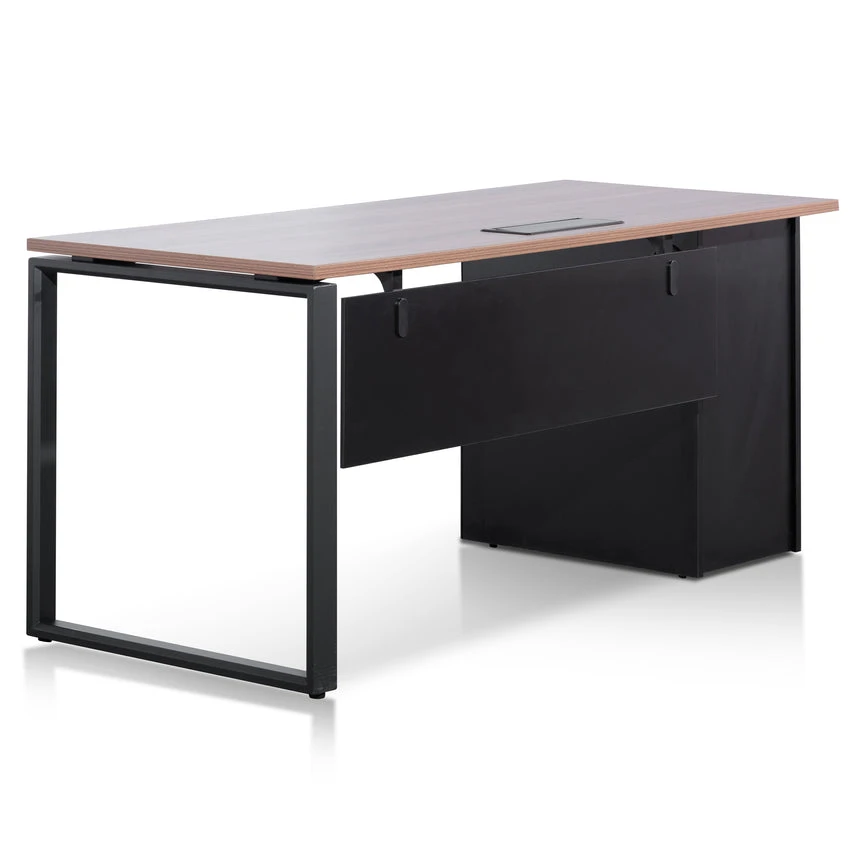 1.6m Single Seater Walnut Office Desk - Black Legs 2 1.6m Single Seater Walnut Office Desk - Black Legs - Image 2
