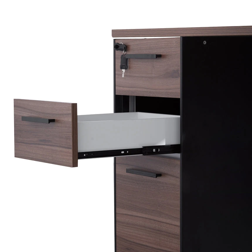 1.6m Single Seater Walnut Office Desk - Black Legs 8 1.6m Single Seater Walnut Office Desk - Black Legs - Image 8