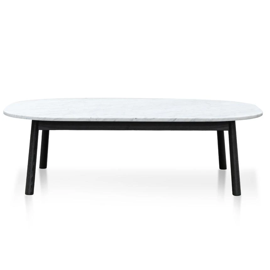 110cm Marble Coffee Table - Black Base - Image 2