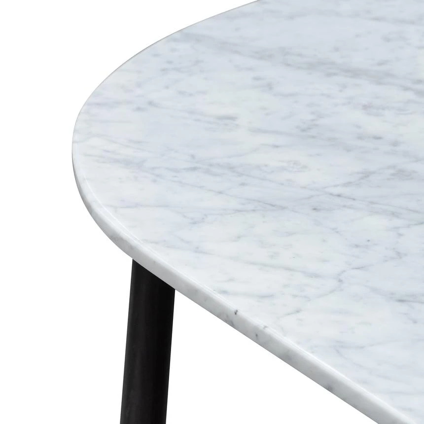 110cm Marble Coffee Table - Black Base - Image 3