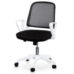 Black Office Chair - White Arm And Base